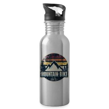 Retro-Mountainbike-Abzeichen - Trinkflasche mit integriertem Trinkhalm - Lightsilver - Rechts