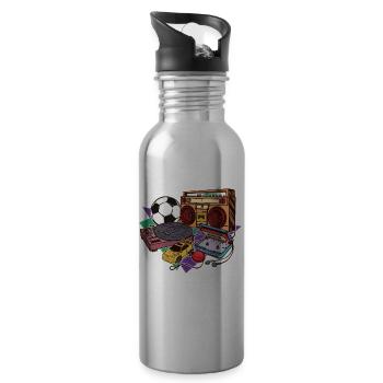 Retro Vintage Old School Style - Trinkflasche mit integriertem Trinkhalm - Lightsilver - Rechts