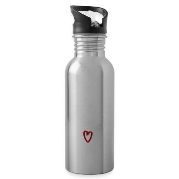 Happiness glücklich Glück quotes lustiger Spruch - Trinkflasche mit integriertem Trinkhalm - Lightsilver - Rechts