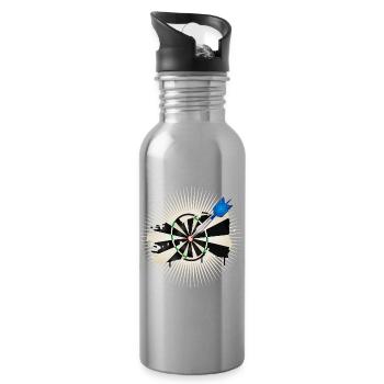 jeu de fléchettes radiant avec flèche de fléchette bleue - Gourde avec paille intégrée - argent clair - Droite