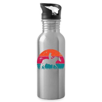 Life Is Better With Horses Design Horsing Shirt - Water bottle with straw - silver - Right