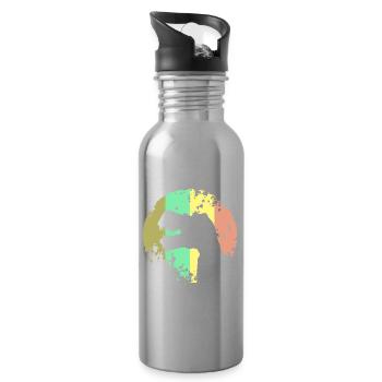 Dinosaurier T-Rex Design - Trinkflasche mit integriertem Trinkhalm - Lightsilver - Rechts