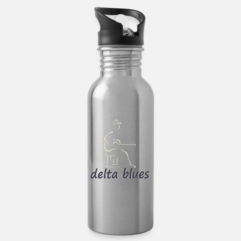 Delta Blues - Trinkflasche mit integriertem Trinkhalm - Lightsilver