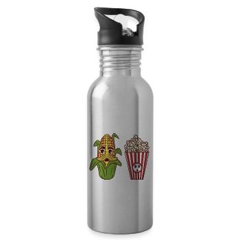 Vegan Farm Vegetable Yellow Cooking Collection - Water bottle with straw - silver - Right