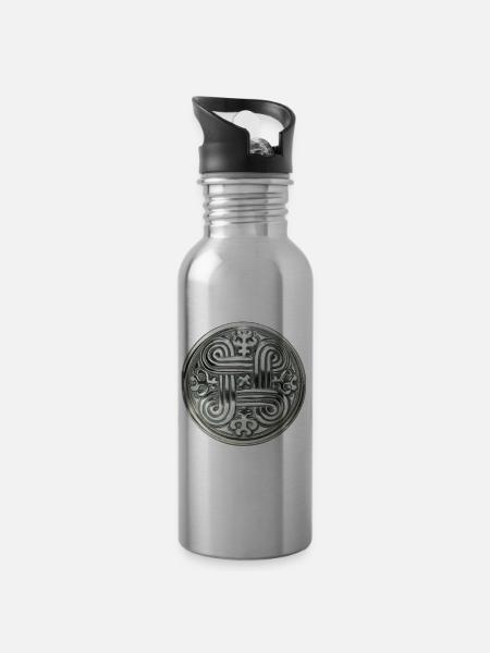 Kaleva Silber Ornament - Trinkflasche mit integriertem Trinkhalm - Lightsilver