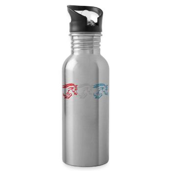 Icelandic Horses Stallion Gallop Icelandic Horses - Water bottle with straw - silver - Right