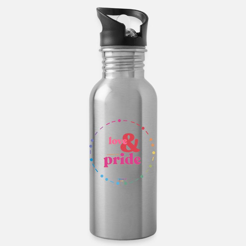 Pride-Kreis - Trinkflasche mit integriertem Trinkhalm - Lightsilver