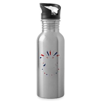 E Pluribus Unum with US flag and eagle - Water bottle with straw - silver - Right