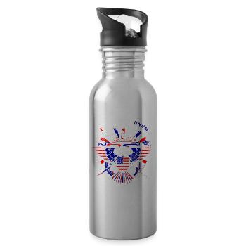 A beautiful American eagle design - Water bottle with straw - silver - Right