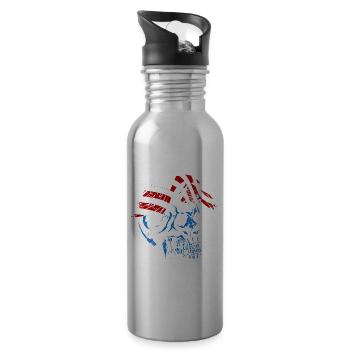 A beautiful and creepy skull design - Water bottle with straw - silver - Right
