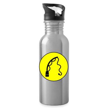Icône de pêche à la canne à pêche - Gourde avec paille intégrée - argent clair - Droite