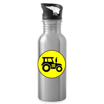 Cercle d’icônes de tracteur - Gourde avec paille intégrée - argent clair - Droite