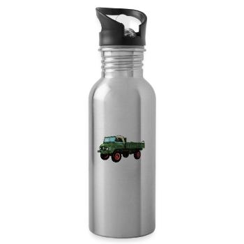 Ich verliere kein Öl - Unimog - Offroad - Oldtimer - Trinkflasche mit integriertem Trinkhalm - Lightsilver - Rechts