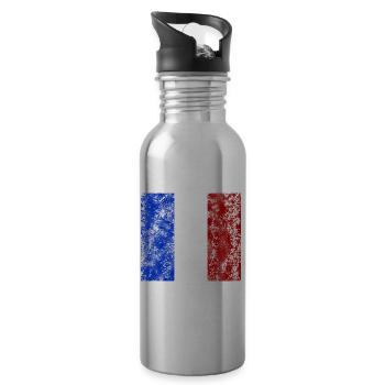 Frankreich vintage Flagge Tricolore Fan - Trinkflasche mit integriertem Trinkhalm - Lightsilver - Rechts