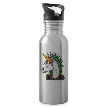 Licorne Punk - Gourde avec paille intégrée - argent clair - Droite