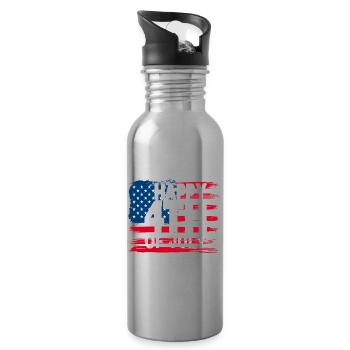 Happy 4th of July with American Flag - Water bottle with straw - silver - Right