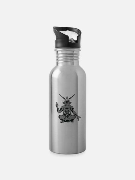 Satanismus - Trinkflasche mit integriertem Trinkhalm -