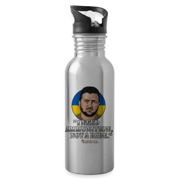 Selenskyj Zitat Munition Mitfahrgelegenheit - Trinkflasche mit integriertem Trinkhalm - Lightsilver - Rechts