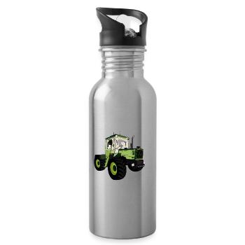 Ich arbeite in Hektar - Lohnarbeit Bauer MB Trac - Trinkflasche mit integriertem Trinkhalm - Lightsilver - Rechts
