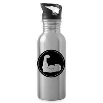 Muscles dumbbell icon - Water bottle with straw - silver - Right