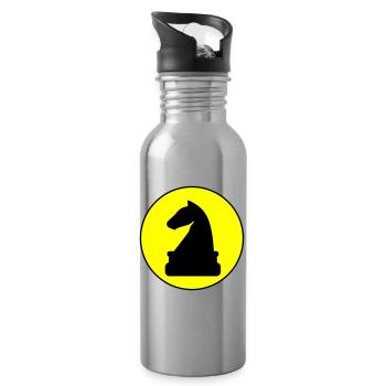 Pièce d’échecs de cheval - Gourde avec paille intégrée - argent clair - Droite