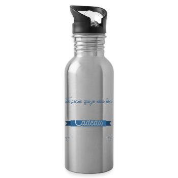 Papounet je pense que je suis ton plus beau cadeau - Gourde avec paille intégrée - argent clair - Droite