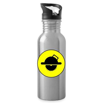Silhouette du symbole de la scie circulaire à la main - Gourde avec paille intégrée - argent clair - Droite
