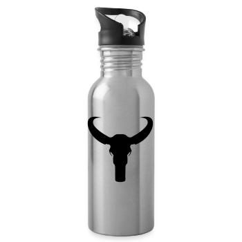 Squelette de taureau - Gourde avec paille intégrée - argent clair - Droite