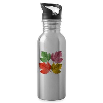bunte Blätter im Herbst von einem Baum Blatt Laub - Trinkflasche mit integriertem Trinkhalm - Lightsilver - Rechts