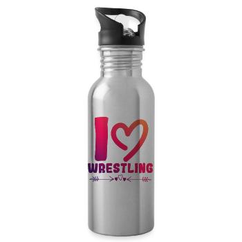 Ich liebe Wrestling - Trinkflasche mit integriertem Trinkhalm - Lightsilver - Rechts