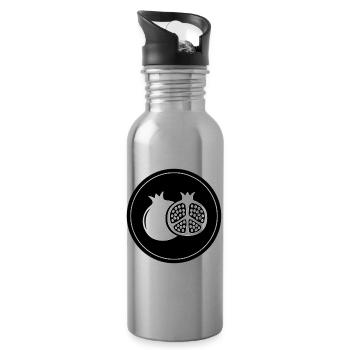 Pomegranate icon - Water bottle with straw - silver - Right