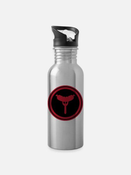 Wurst Gabel - Trinkflasche mit integriertem Trinkhalm - Lightsilver