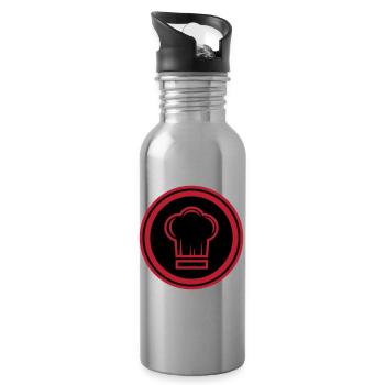 Chef's Hat Chef - Water bottle with straw - silver - Right