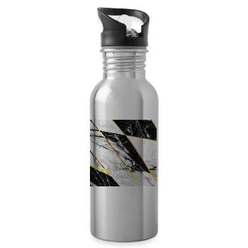 Marbre Noir Blanc Or Mosaïque Géométrique - Gourde avec paille intégrée - argent clair - Droite