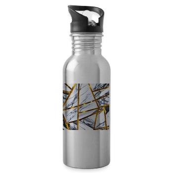 Marble White Gold - Water bottle with straw - silver - Right