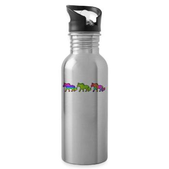Horses Gallop Foals Icelandic Horses Horse Love - Water bottle with straw - silver - Right
