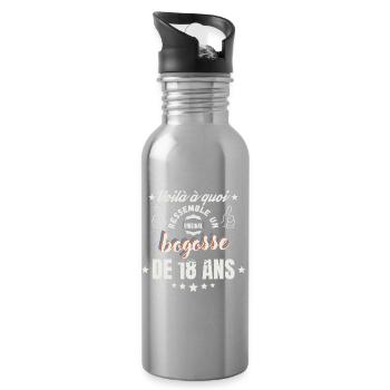 Teeshirt Bogosse de 18 Ans Humour - Gourde avec paille intégrée - argent clair - Droite