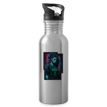 Gorgeous punk Women for Video Game Lovers - Water bottle with straw - silver - Right