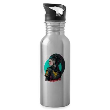 Wunderbare Illustration eines schönen Mädchens - Trinkflasche mit integriertem Trinkhalm - Lightsilver - Rechts