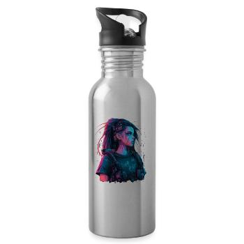 Gorgeous Girl For Fiction Lovers - Water bottle with straw - silver - Right