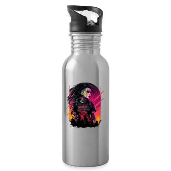 Furchtlose futuristische Dame für Romanliebhaber - Trinkflasche mit integriertem Trinkhalm - Lightsilver - Rechts