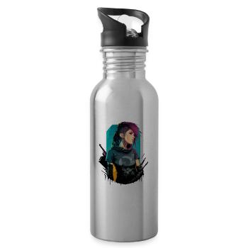 Dessin étonnant d’une cyber-femme - Gourde avec paille intégrée - argent clair - Droite