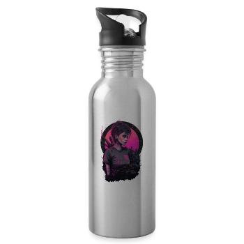 A Stunning Futuristic Women the perfect Christmas - Water bottle with straw - silver - Right