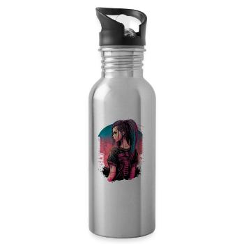 Atemberaubendes futuristisches Mädchen der perfekte Geburtstag - Trinkflasche mit integriertem Trinkhalm - Lightsilver - Rechts