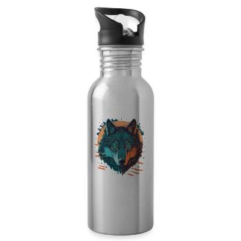 Design étonnant d’un loup - Gourde avec paille intégrée - argent clair - Droite
