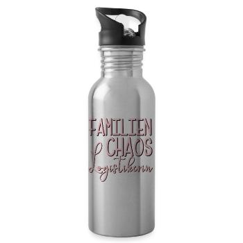 Familien Chaos Logistikerin - MAMA - OMA - Trinkflasche mit integriertem Trinkhalm - Lightsilver - Rechts