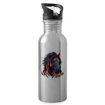 Pferd - Trinkflasche mit integriertem Trinkhalm - Lightsilver - Rechts