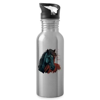 Illustration de cheval - Gourde avec paille intégrée - argent clair - Droite