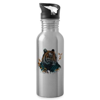 Conception du tigre - Gourde avec paille intégrée - argent clair - Droite