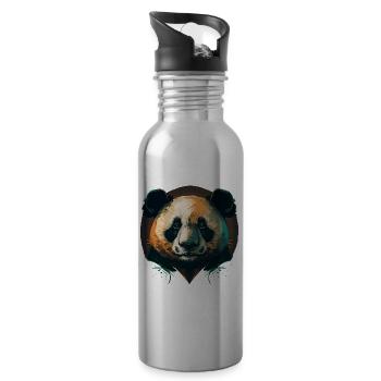 Niedlicher Pandakopf - Trinkflasche mit integriertem Trinkhalm - Lightsilver - Rechts